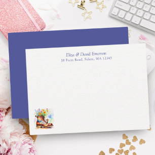 Watercolor Mouse With Wildflower Boot Card