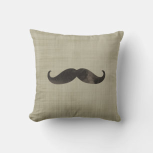 Watercolor Moustache Throw Pillow