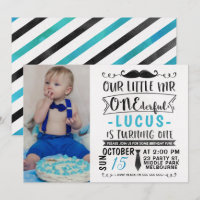 Watercolor Mr ONEderful Birthday Invitation