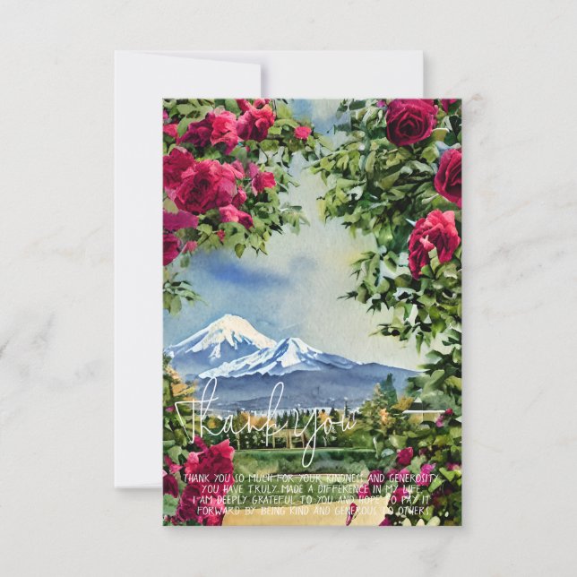 Watercolor Mt Hoot and roses customizable Card (Front)