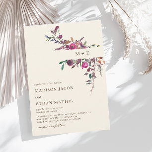 Watercolor Multi Colour Floral Wedding Invitation