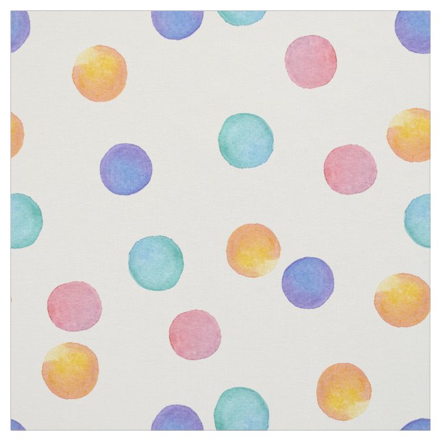 Watercolor .Multi-coloured polka dots . Fabric (Swatch)
