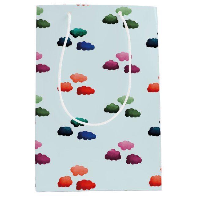 Watercolor multicolored clouds medium gift bag (Front)