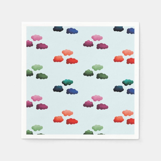 Watercolor multicolored clouds napkin (Front)