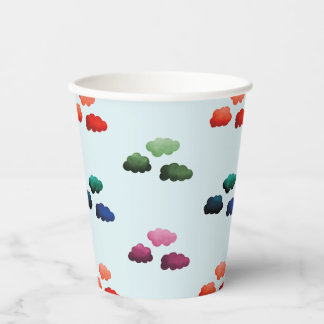Watercolor multicolored clouds paper cups