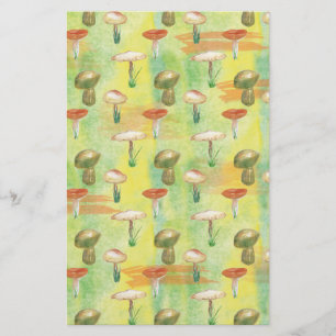 Watercolor mushroom glade stationery