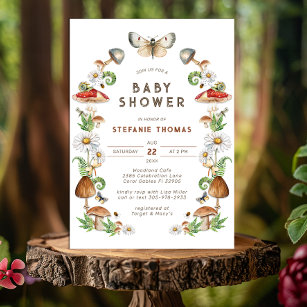 Watercolor Mushroom & Insects Baby Shower  Invitation