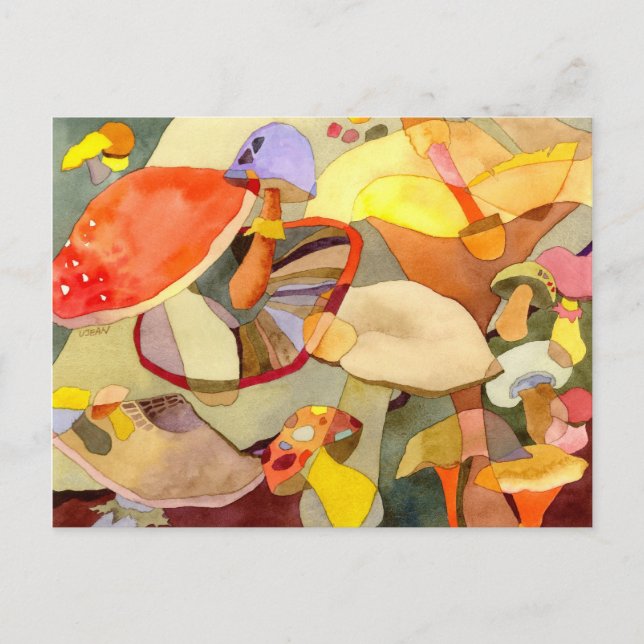 Watercolor Mushroom Painting Recipe Postcard (Front)