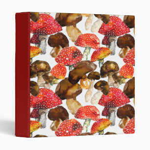 Watercolor mushrooms Cute fall pattern Binder