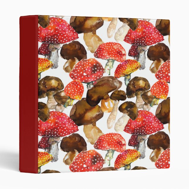 Watercolor mushrooms Cute fall pattern Binder (Front/Spine)
