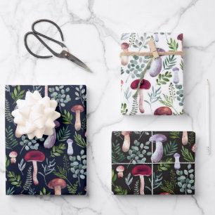 Watercolor Mushrooms Illustration Wrapping Paper Sheet