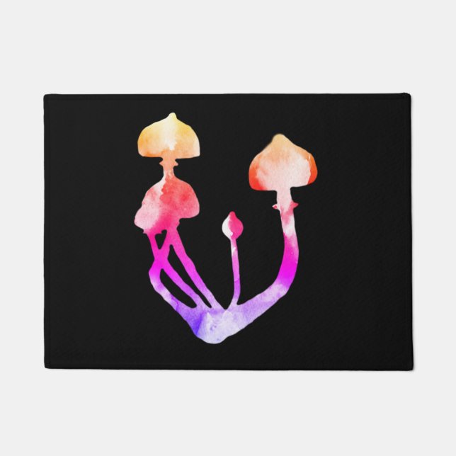 Watercolor Mushrooms Magic Doormat (Front)