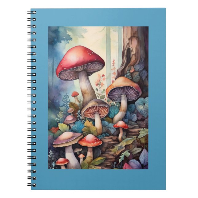 Watercolor Mushrooms  Notebook (Front)