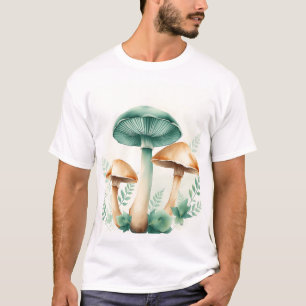 Watercolor Mushrooms with Ferns T-Shirt