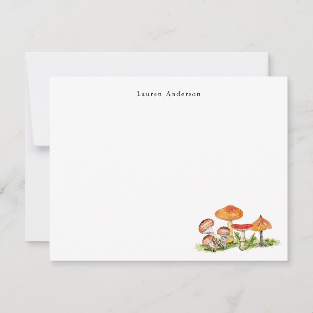 Watercolor Mushrooms woodland Flat Thank you (Front)