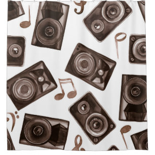 Watercolor Music Speakers Sepia Pattern