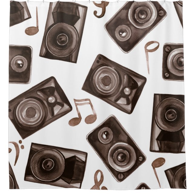 Watercolor Music Speakers Sepia Pattern (Front)