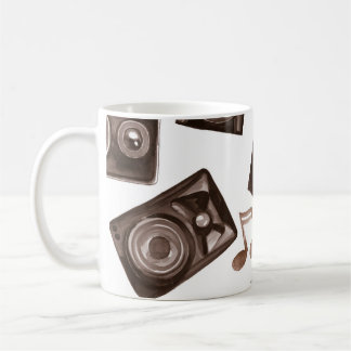 Watercolor Music Speakers Sepia Pattern Coffee Mug