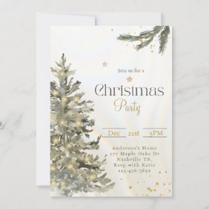 Watercolor Muted Christmas Tree Christmas Party  Invitation