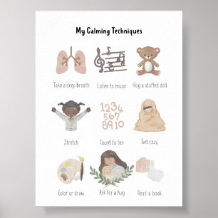 Watercolor My Calming Techniques Chart Poster