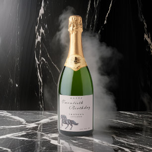 Watercolor Mystical Horse ANY Adult Birthday Party Sparkling Wine Label