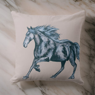Watercolor Mystical Horse Modern Throw Pillow