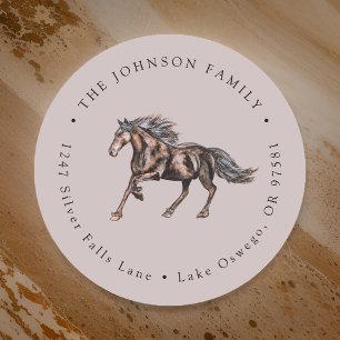 Watercolor Mystical Horse Return Address Classic Round Sticker