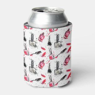 Watercolor Nail Polish Pattern Can Cooler