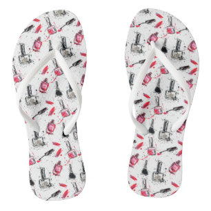 Watercolor Nail Polish Pattern Flip Flops