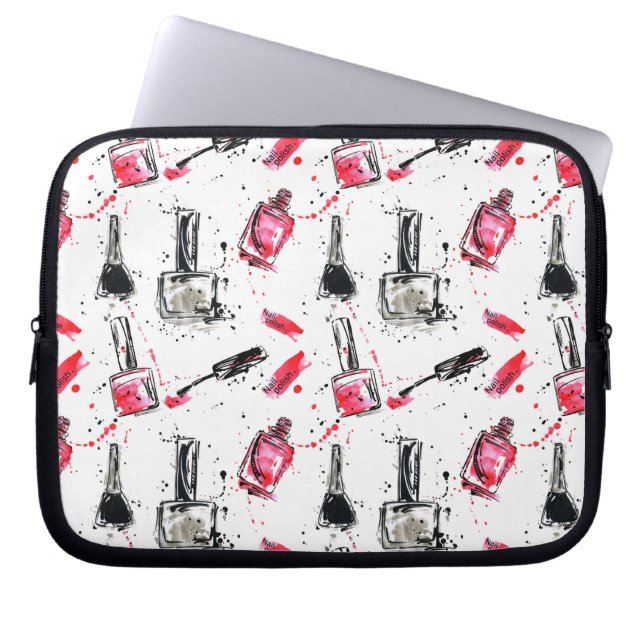 Watercolor Nail Polish Pattern Laptop Sleeve (Front)