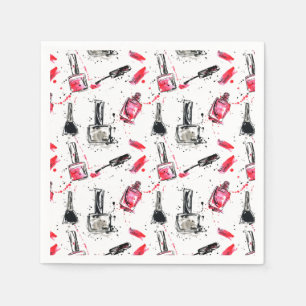Watercolor Nail Polish Pattern Napkin