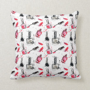 Watercolor Nail Polish Pattern Throw Pillow