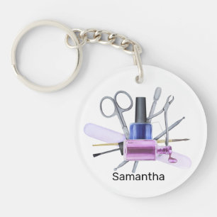 Watercolor Nail Salon Personalized Nail Polish Keychain
