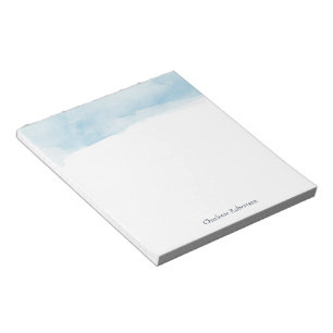 Watercolor Name Blue Ombre Script Minimalist Notepad