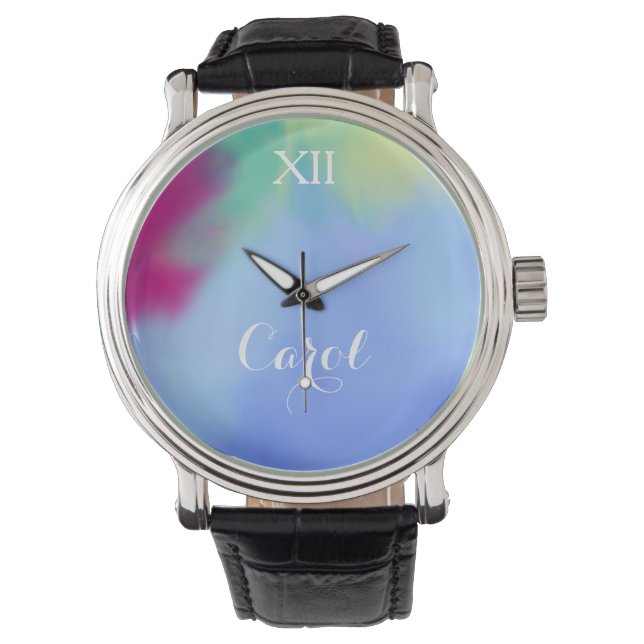 Watercolor Name Personalized  Watch (Front)