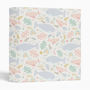 Watercolor Narwhal & Seal Pattern Binder