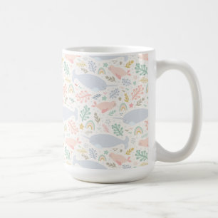 Watercolor Narwhal & Seal Pattern Coffee Mug
