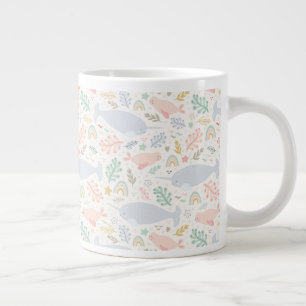 Watercolor Narwhal & Seal Pattern Large Coffee Mug