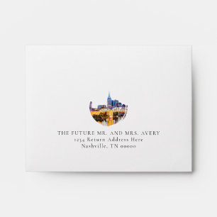 Watercolor Nashville Skyline RSVP Envelope