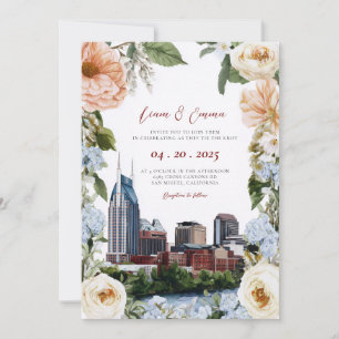 Watercolor Nashville Tennessee Skyline Wedding Invitation