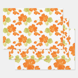 Watercolor Nasturtiums Pattern  Wrapping Paper Sheet