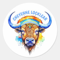 Watercolor Native American Bison Indian Headdress