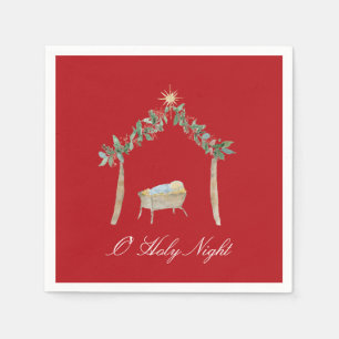 Watercolor Nativity Napkin