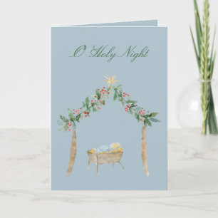 Watercolor Nativity O' Holy Night Holiday Card