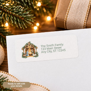 Watercolor Nativity Scene Return Address