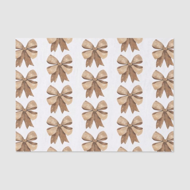 Watercolor Natural Burlap Bow Tissue Paper (Front)