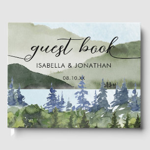 Watercolor Nature Forest Mountain Outdoor Wedding Guest Book