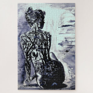 Watercolor - Nature Lady - Art - Customizable - Jigsaw Puzzle