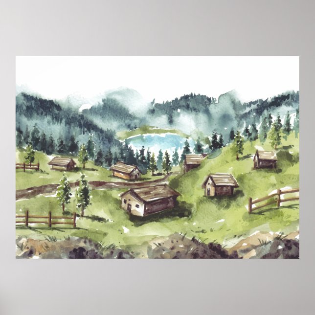 Watercolor Nature Landscape  Poster (Front)