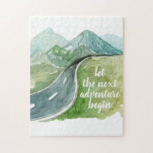 Watercolor Nature Let's The Next Adventure Begin Jigsaw Puzzle